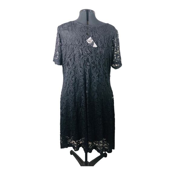 3872 NWT Lane Bryant Womens Black Lace Overlay Shift Dress 22/24 Knee Length - Picture 5 of 7